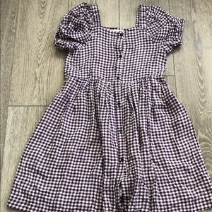 Zara Purple Gingham Button-Front Kids Dress